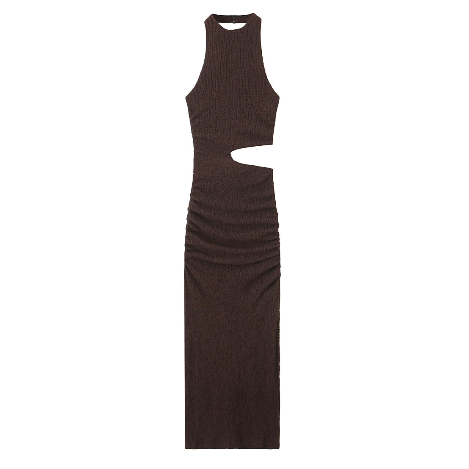 Isla | Sleeveless Backless Halter Neck Midi Dress with Hollow Out Detail