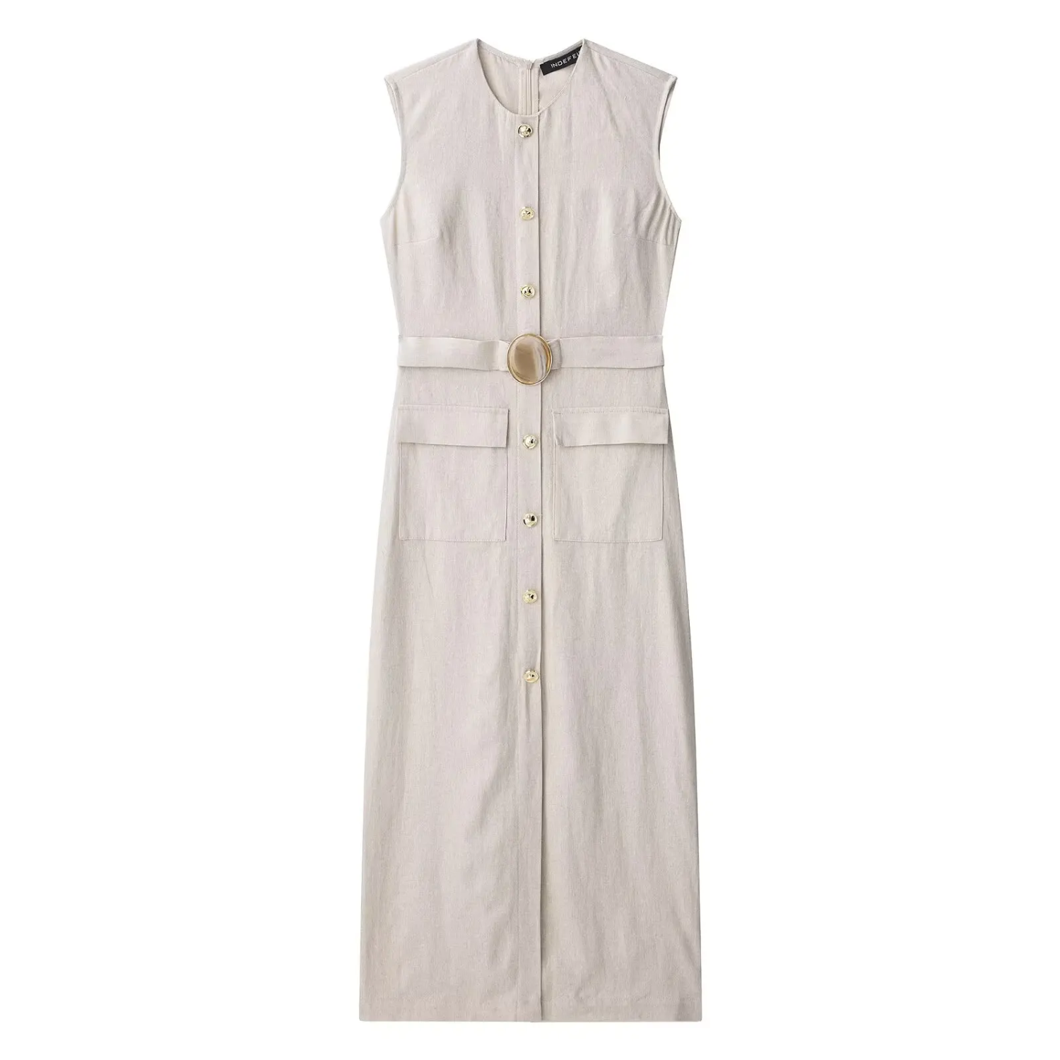 Nina | Sleeveless Round Neck Midi Dress with Pocket
