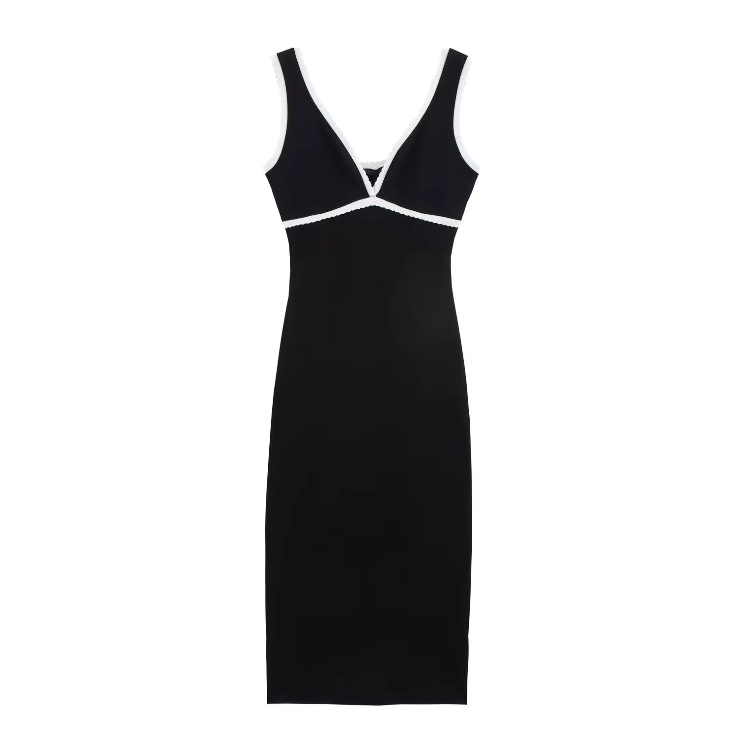 Bella | Contrast Knit Sleeveless Backless Midi Dress