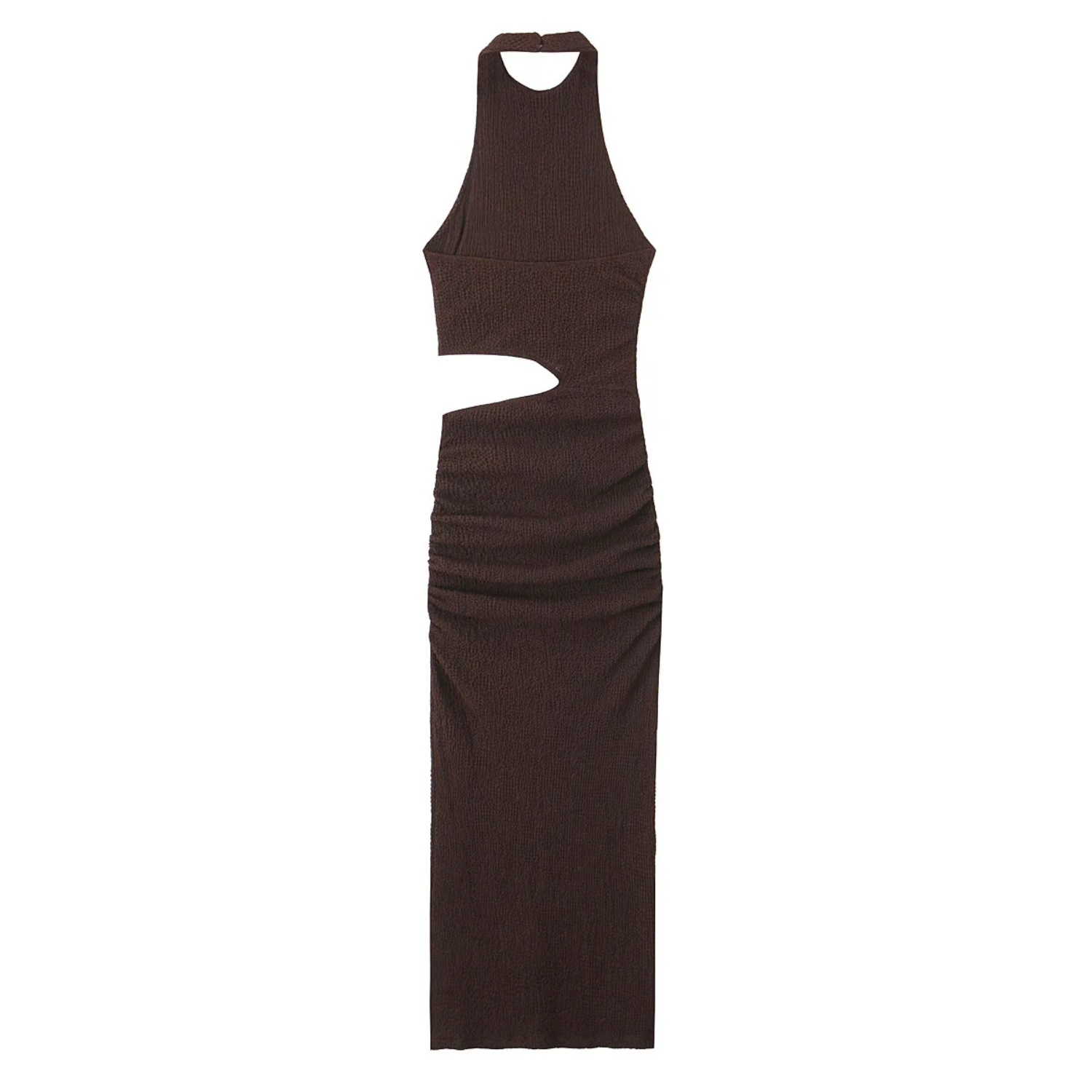 Isla | Sleeveless Backless Halter Neck Midi Dress with Hollow Out Detail