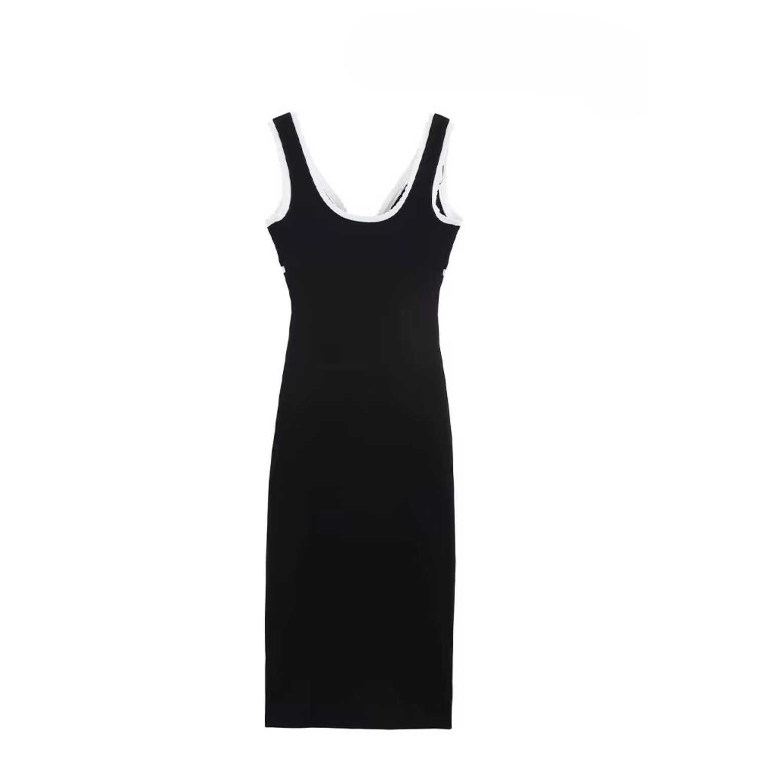 Bella | Contrast Knit Sleeveless Backless Midi Dress