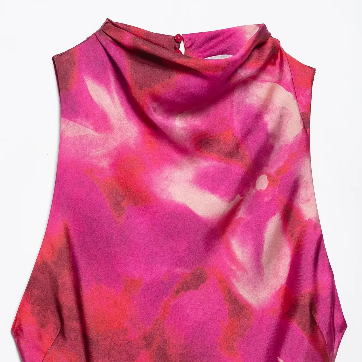 Sophie | Silk Satin Printed Sleeveless Midi Dress