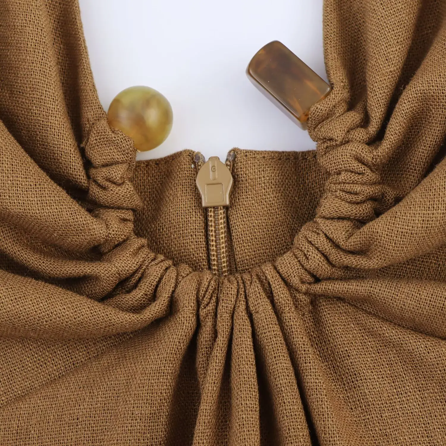 Rose | Linen Backless Slim Midi Dress with Buckle