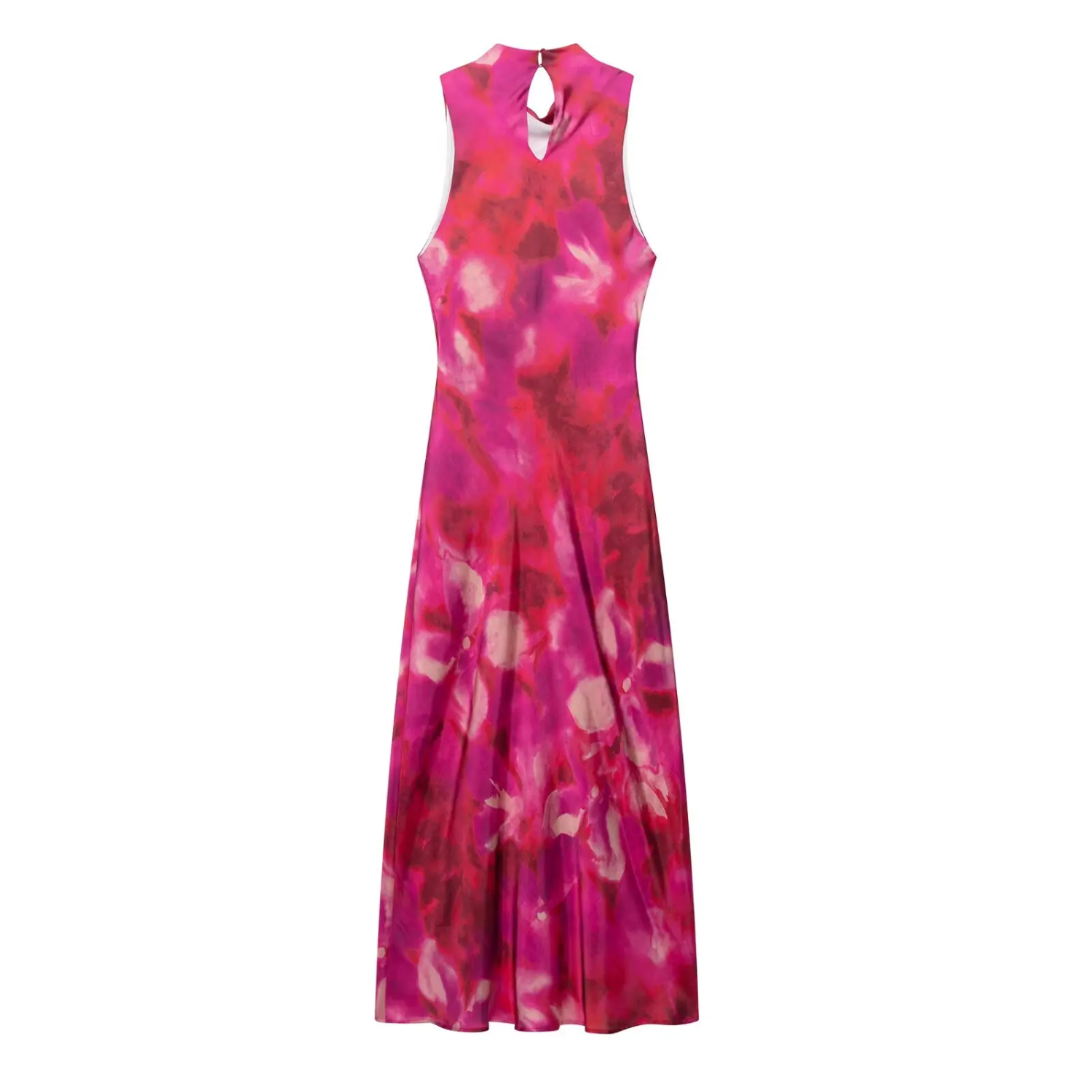 Sophie | Silk Satin Printed Sleeveless Midi Dress