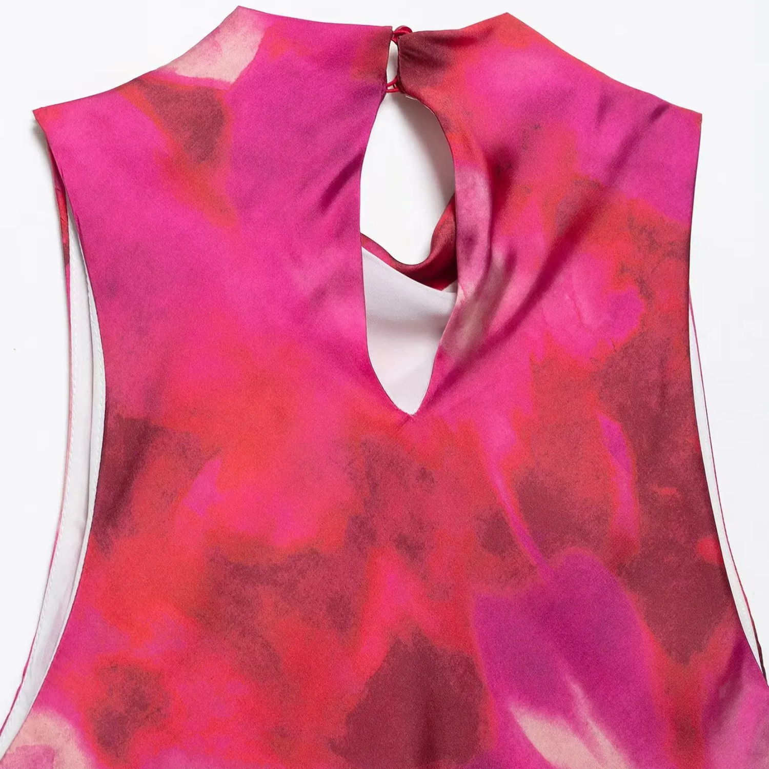 Sophie | Silk Satin Printed Sleeveless Midi Dress
